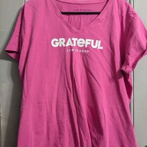Life is Good Women's Pink V-Neck Top